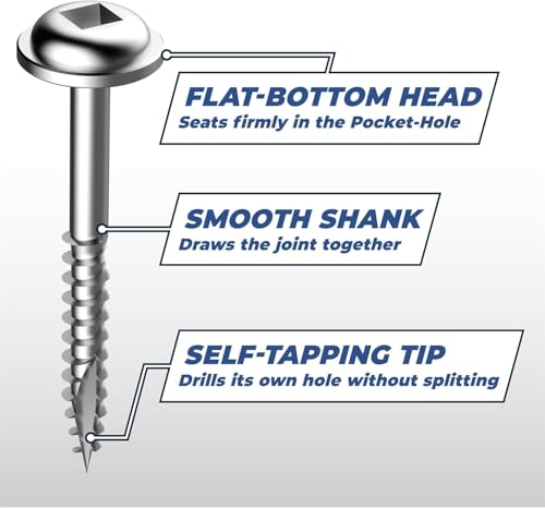Kreg Zinc Pocket-Hole Screws - SML-F125-100 - 1-1/4 Inch - Fine Thread - Maxi-Loc Head - Indoor - 100 Count miniatura 4