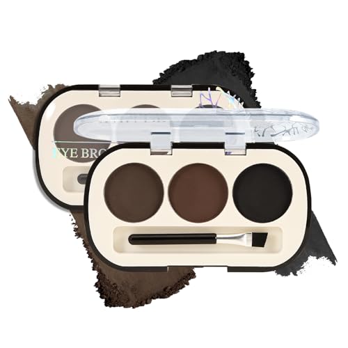 Apooliy Kit de Maquillaje de Cejas de 3 Colores,Paleta de Cejas de Larga Duración,Polvo Para Rellenar Cejas Con Pincel Para Cejas,Paleta Profesional Para Contorno de Cejas,Crea Cejas Naturales