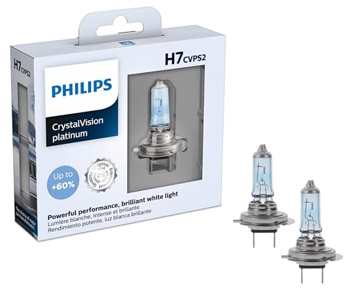 Philips Automotive Lighting H7 CrystalVision Platinum Superior Upgrade Automotive Replacement Bright White Headlight Bulb, Fits Select High Beam, Low Beam, Fog Positions (2 Pack) by PHILIPS - Used condition - US$27.29