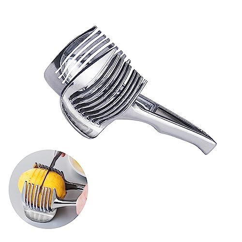 ZLMC Tomato Slicer Vegetable Cutter Round Lemon Egg Slicing Tool Multipurpose Handheld Round Fruit Tongs Stainless Steel Onio