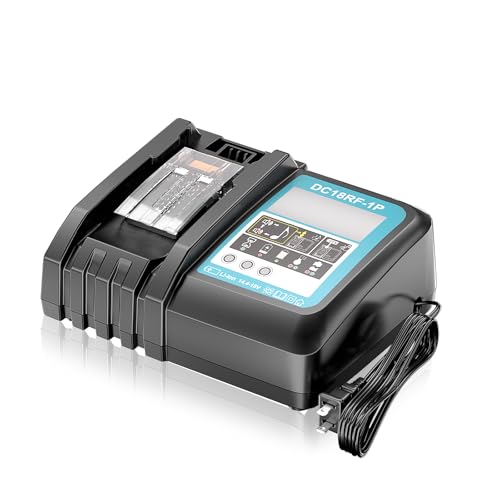 NEPOWILL 14.4V-18V Charger with LCD Screen Replacement for Makita 18V Battery Charger DC18RA DC18RC DC18RD Compatible with Makita Battery 18V-14.4V BL1815 BL1820 BL1830 BL1850 BL1860 BL1840 BL1430