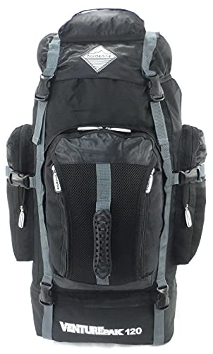 L&B 120L Extra Large Hiking Camping Backpack Rucksack Luggage Bag (Black) - Image 2