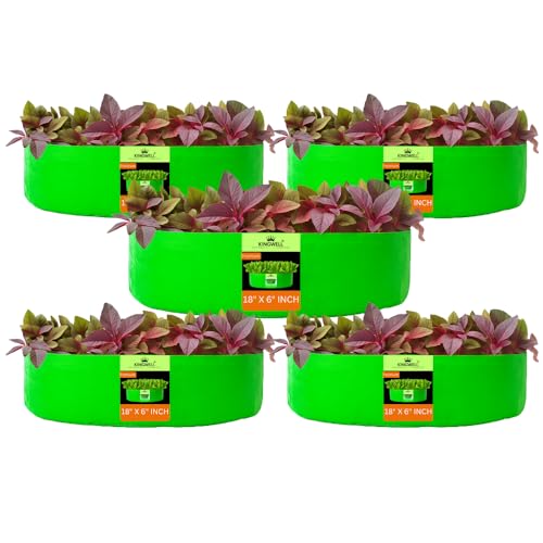 Image of Kingwell grow bags 18x6 inches pack of 5 Grow Bag For Terrace Garden Leafy Vegetable Plant Grow Bags Fruits Growing Containers For terrace Gardening