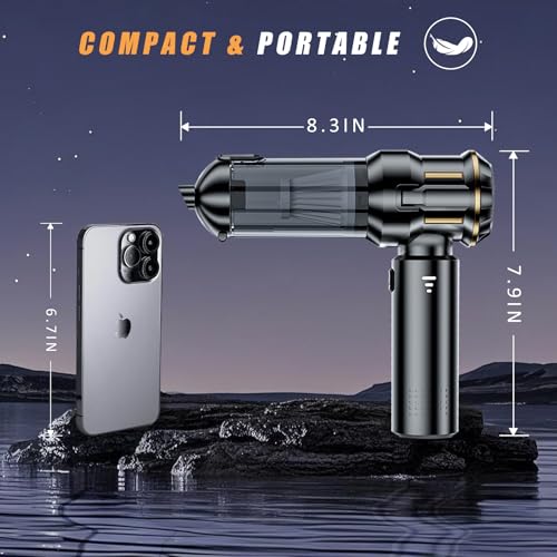 Image of Handheld Car Vacuum Cordless, Mini Vacuum Cleaner Rechargeable, 16000Pa Hand Held Vacuum Cleaner Portable, Small Vacuum with Multi-Nozzles, Dust Duster for Car Home Office Pet (Black Gold)