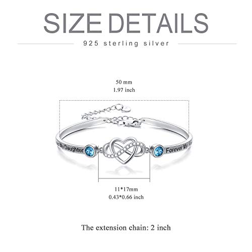 Daughter Bracelet Sterling Silver Always My Daughter Forever My Friend Infinity Love Heart Adjustable Bangle Birthday Graduation Christmas Jewelry Gifts For Daughter From Mom #TOP3
