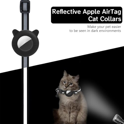 Image of Qpets Cat Collar with Bell, Reflective Safety Collar with AirTag Holder
