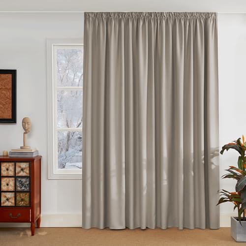 PONY DANCE Wohnzimmer Gardinen für Große Fenster Thermovorhang mit Kräuselband 1er Set H 245 x B 200 cm Verdunkelungsvorhang für Schiene Thermogardine Wärmeisolierend Vorhang Raumteiler