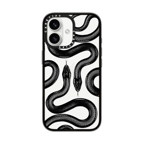 CASETiFY RpNg iPhone 16 P[X [y / 1.2m̗eXgNA (MILKi2{) / CX[dɑΉ] - Black Kingsnake - NA ubN