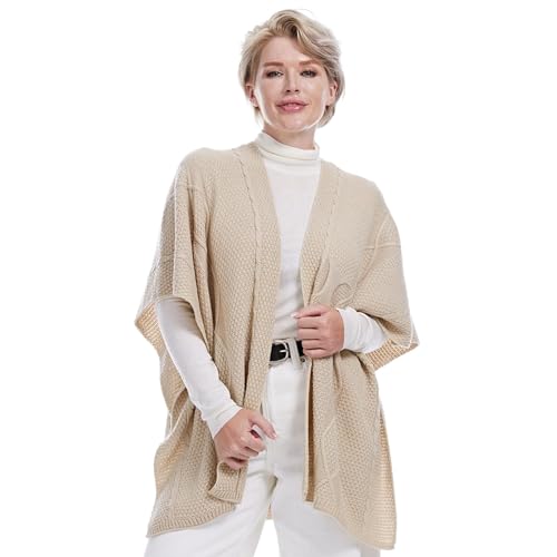 MissShorthair Women's Lightweight Knitted Shawl Thin Breathable Wrap for Outdoor Travel Spring, Poncho Daily Use, Office4