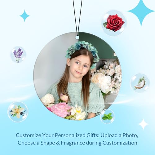 Image of Custom Air Fresheners with Picture for Car | Personalized Photo Gifts; Double-Sided Print; Hanging Ornament; Scent Choice Available; Round Shape