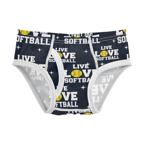 ODAWA Live Love Softball Toddler Briefs Cotton, Tag-Free Comfort 2T Underwear