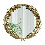 Construit à partir de bronze et de fer avec finition or, ce miroir mural vintage en forme de couronne de laurier apporte sans effort un charme néoclassique ou antique à n'importe quelle pièce de votre maison.