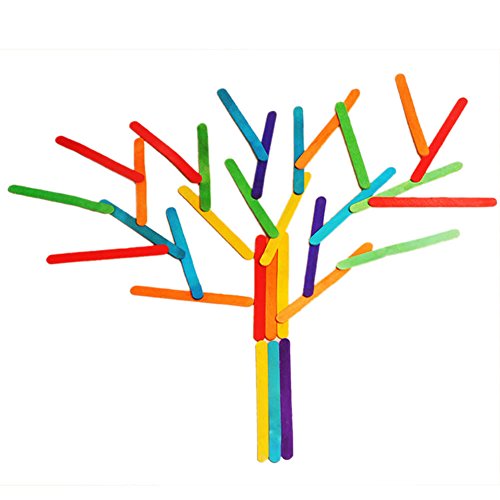 Paxcoo 100 Pcs 6” Colored Jumbo Wood Craft Sticks #TOP6