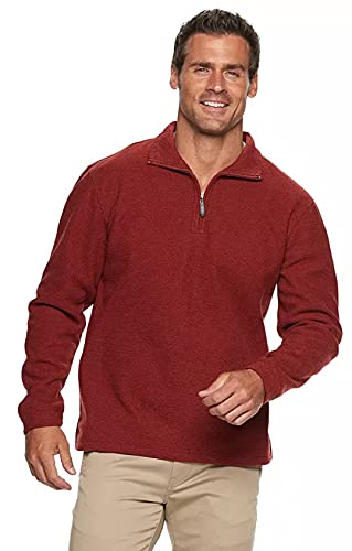 Haggar Men's Classic-Fit Honeycomb Texture Quarter-Zip Pullover Sweater (XX-Large, Sepia)