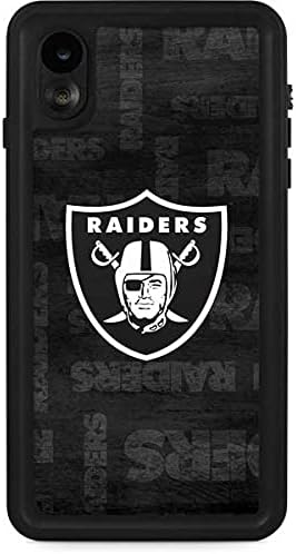 Skinit Waterproof Phone Case Compatible with iPhone XR - Officially Licensed NFL Las Vegas Raiders Black & White Design