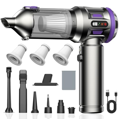 Handheld Vacuum Cleaner, 25000Pa Powerful CarVacuum Cleaner, 4-in-1 Hand Held Vacuum Cordless Mini Vacuum Cleaner Car Hoovers with Multiple Brush Heads for Home, Office, Car, Pet Hair (Purple)