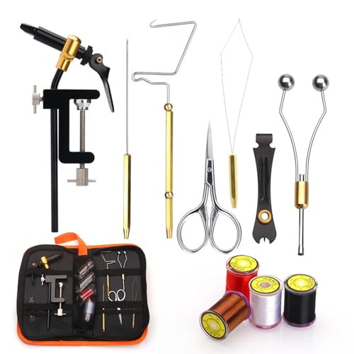 Lixada Fly Tying Tools Kit Fly Tying Threader Needle Whip Finisher Scissors Fly Tying Tools Combo Kit for Flying Fishing Professionals Beginners