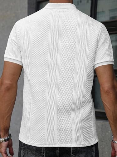 Image of GRECIILOOKS Textured Polo T-Shirt for Men | Premium Lycra Jacquard Collared Cotton Blend Polo | Smart Casual & Formal t Shirt for Men | Stylish t Shirt for Mens for Office, Party & Everyday
