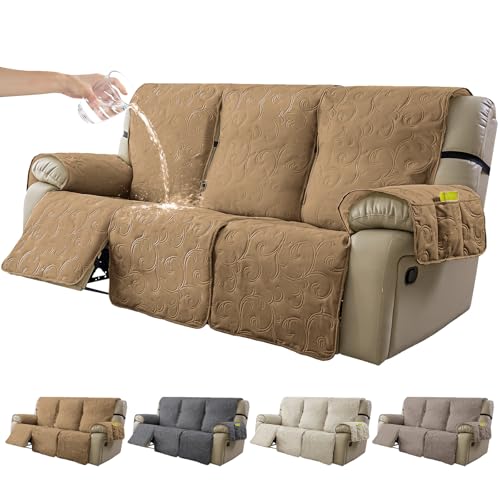YUEANG 100% Waterproof Recliner Sofa Covers 3 Seater, 6-Piece Split