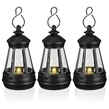 VINTORKY 3 Stück pack Solar Hängelaternen Klein aus Kunststoff LED Außenleuchten mit...