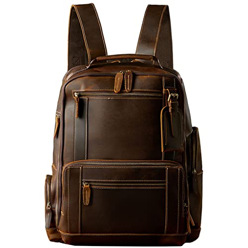 Mochila de cuero Crazy Horse para hombre, bolso cruzado de 18 pulgadas para viaje y negocios