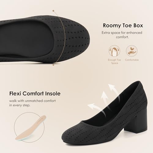 Women Low Block Chunky Heels Work Pumps Comfortable Dress Shoes3