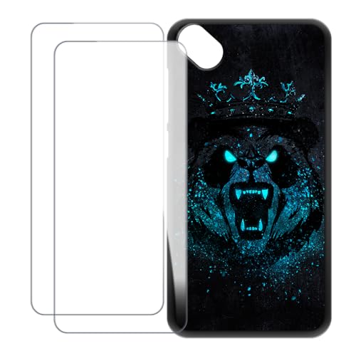 UOGNADGD Compatible avec Wiko Sunny 2 Plus Coque Personnalisée Colorée avec 2 Protections Écran en Verre Trempé – Antichoc et Anti-Rayures (Panda en...