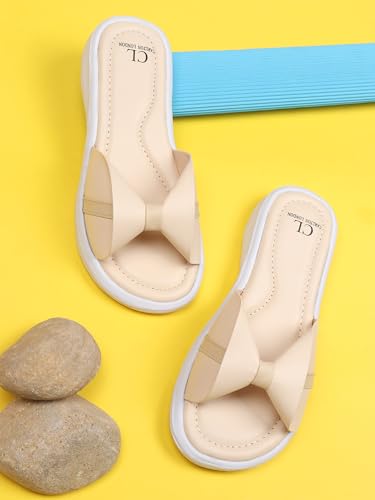 Image of Carlton London women's Comfort Slide Sandals with Bow