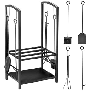 Outsunny 820-143 Metall Kaminholzregal Set