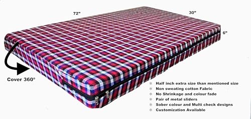 Image of Shri Krishan kripa Handloom Cotton Mattress Cover Single Bed Diwan Cot 2.5x6 ft- 72X30X6 inch,Multi