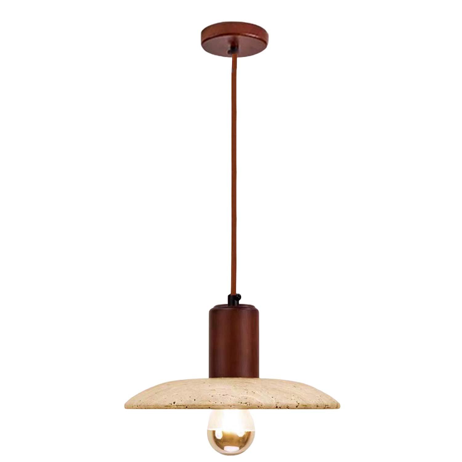 USMJQVZ Nordic Natural Stone Shade Pendant Light Wabi Sabi Yellow Cave Stone Chandelier Natural Yellow Travertine Pendant Lampfor Kitchen Island,Wood Suspension Lamp for Dining,Bedside,Entryway