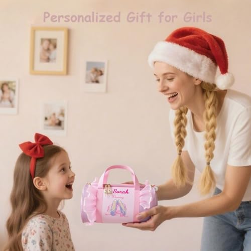 Personalized Dance Bag for Toddler Girls, Large Capacity Custom Ballet Bag with Name, Cute Girls Dance Bag, duffle Bag for Travel, Yoga Bag, Sport, Weekender Overnight (3 Style) (Style2)2