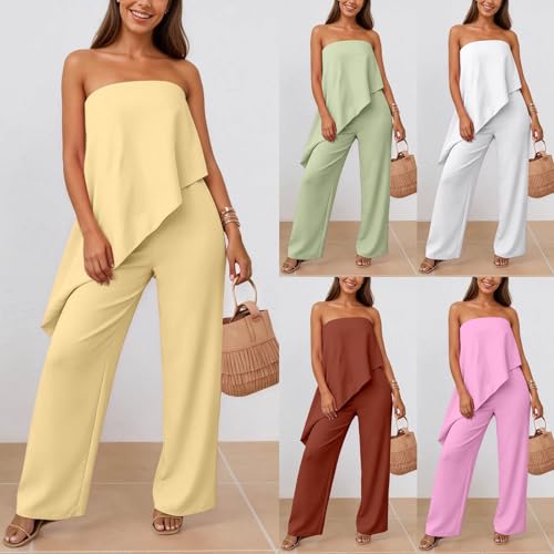 Traje de 2 piezas de mujer de verano cómodo con pantalones holgados 2