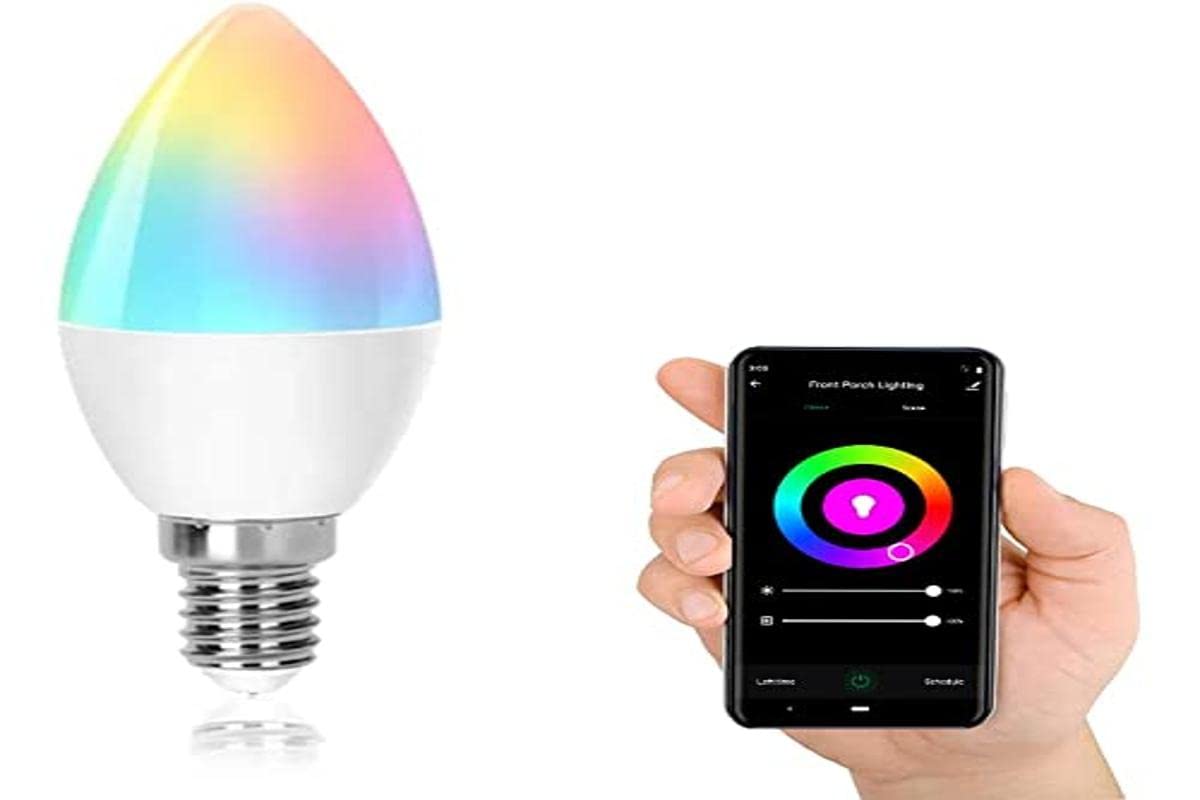 Levitantes Smart Bulb E14 LED WiFi Candle Compatible with Alexa, Google Home, Smart Bulb 6.5W 555LM Dimmable Warm Natural Light + RGB