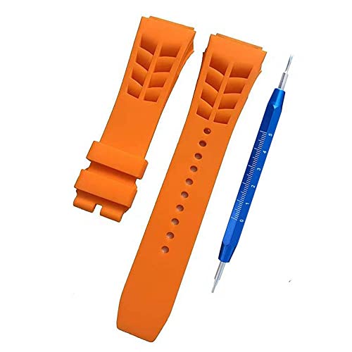 Kevisae Rubber Silicone Watch Band Compatible with 25mm Richard Mille Black Orange Red Watch Strap- 25 * 20mm Richard Mille Rubber Watch Band Strap