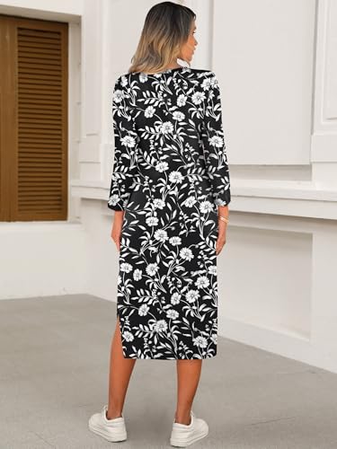 Image of ANRABESS Women Fall Long Sleeve Midi T Shirt Dresses with Pockets