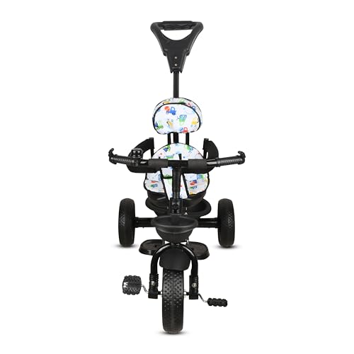 Image of Tricycle 1 Years to 5 Years with Removable Safety Guard and Parental Control Back Side Push Handle with Rubber Tyre for Kid's CR07 (White 2)