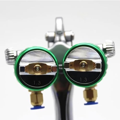 Pistola a spruzzo pneumatica, doppio ugello 1,3 mm, larghezza 40 cm, per verniciatura professionale, finitura liscia, alimentazione a pressione, ideale per uso automobilistico e domestico