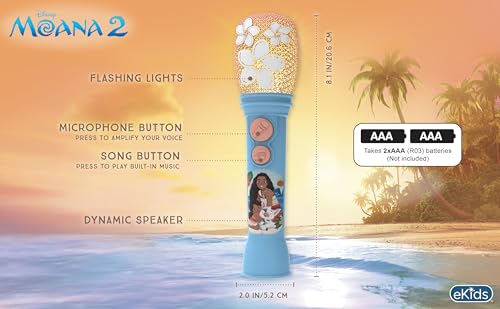 Image of Moana Toy Microphone for Kids, Toy for Toddlers Includes Music and Lights