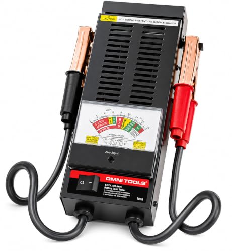 Image of Professional 100 Amp Battery Load Tester, 6V 12V Automotive Charging System Analyzer with Easy-Read Gauge, Copper Jaw Clamps for Car, Motorcycle, Marine Batteries T100A