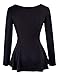 HOMEYEE Women's Vintage Square Neck Long Sleeve Peplum Tops Blouse 542 (M, Black)