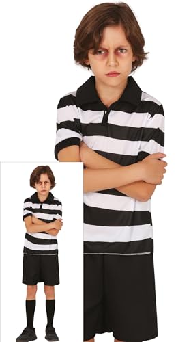 Ensemble gothique enfant avec t-shirt et short à rayures blanches et noires amples