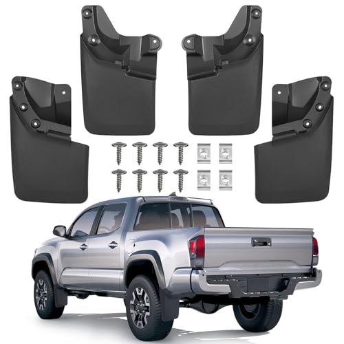 Image of Mud Flaps Splash Guards for Toyota Tacoma 2016-2023, Front & Rear Fender Mudguards, Durable PP+TPE, Easy Install with Hardware (Set of 4)