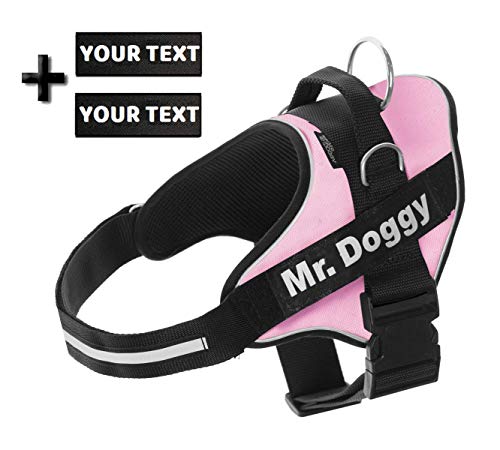 Arnés Personalizado para Perros - Reflectante - Incluye 2 Etiquetas con Nombre - Todos los Tamaños - De Calidad y Resistente (XXS 1,5-3,5KG, Rosa) - imagen 2