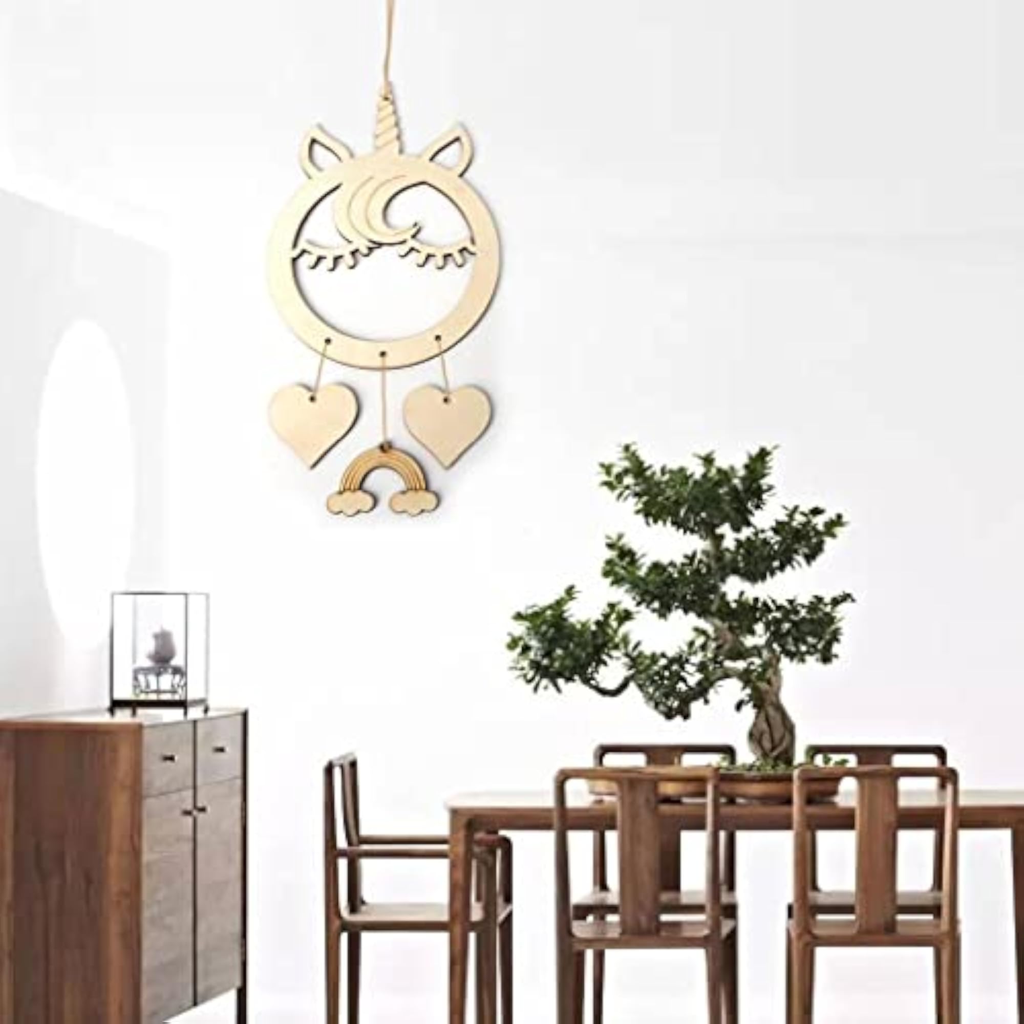 Wood Plaque MDF Dreamcatcher Mobile with Unicorn