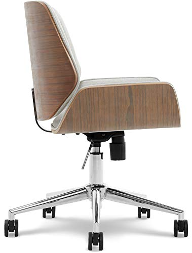 Elle Decor Ophelia Low-Back Task Modern Bentwood Home Office Armless Desk Chairs In Chrome Finish, French Gray #TOP5
