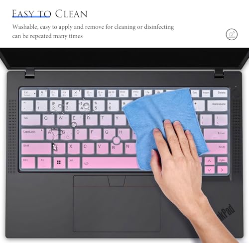 Keyboard Cover Skin Compatible with Lenovo Thinkpad T14 T14s P14s L14 Gen 5, Lenovo Thinkpad T14s Gen 6 14 Inch Laptop Keyboard Protector - Gradual Pink