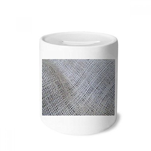 Tirelire en céramique motif tissu de lin gris pour économiser la monnaie