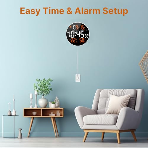 Image of 10.2 inch Large LED Digital Wall Clock with Remote Control, Auto Dimming, Temperature & Humidity Display, 12 /24H, Desktop & Wall Mounted, Cable Operated, Digital Clock for Home, Office & Bedroom.