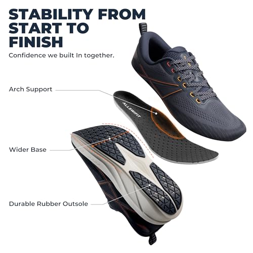 Image of ALLSWIFIT Men's Road Running Shoes Cushion Tennis Shoes Non-Slip Comfortable Lightweight Gym Workout Athletic Arch Support Walking Sneakers Active5K